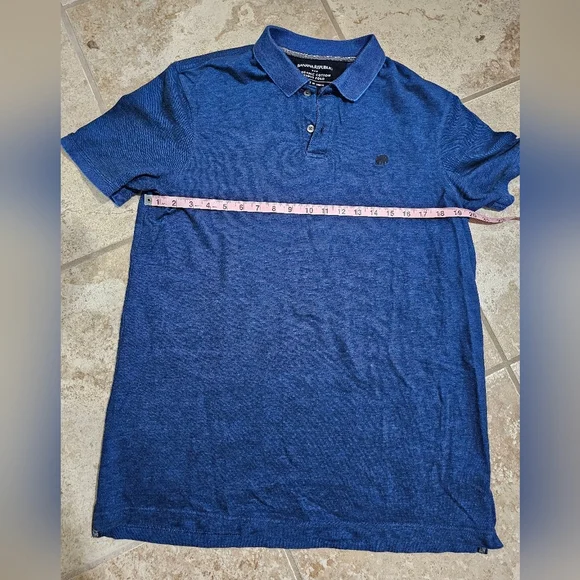 Banana Republic Organic Cotton Pique Polo Shirt L Tall Navy Blue Classic Fit - Picture 5 of 6